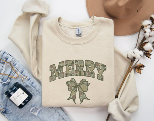 Camo Merry Bow Sweatshirt