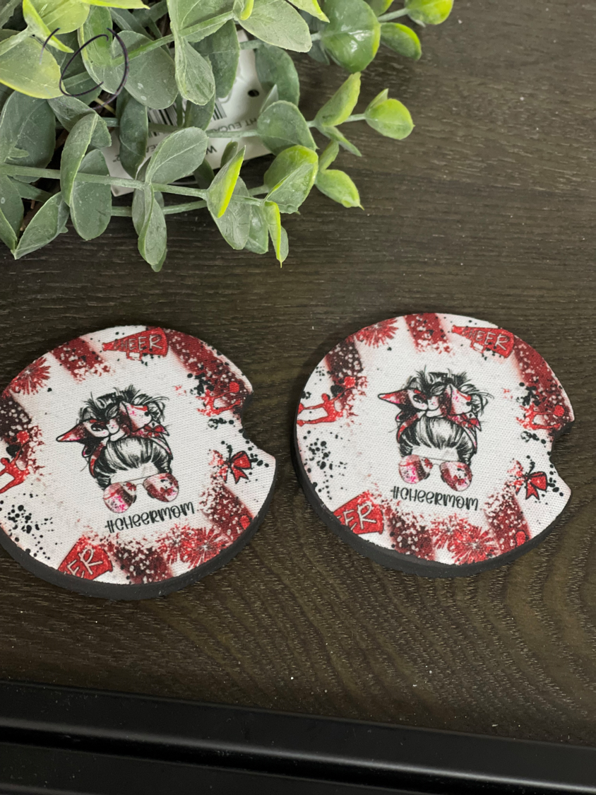 #Cheermom Messy Bun Car Coaster Set