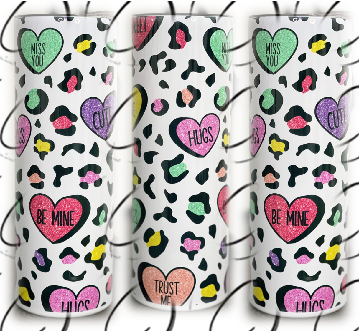 Cheetah Conversation Hearts 20oz Skinny Tumbler