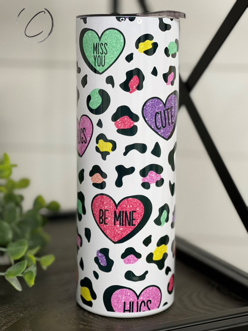 Cheetah Conversation Hearts 20oz Skinny Tumbler