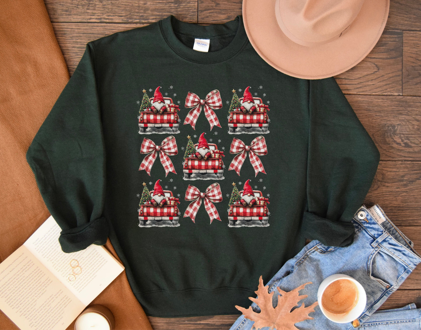 Christmas Coquette Gnome Truck Sweatshirt