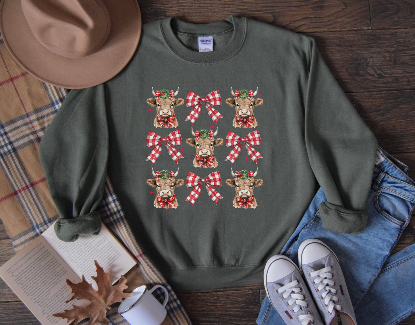 Christmas Coquette Highland Cow Sweatshirt