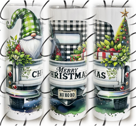 Christmas Gnome Truck 20oz Skinny Tumbler