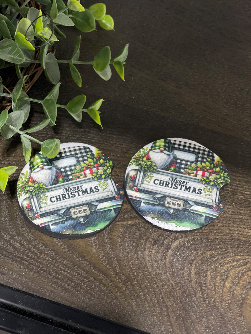 Christmas Gnome Truck Car Coaster Set