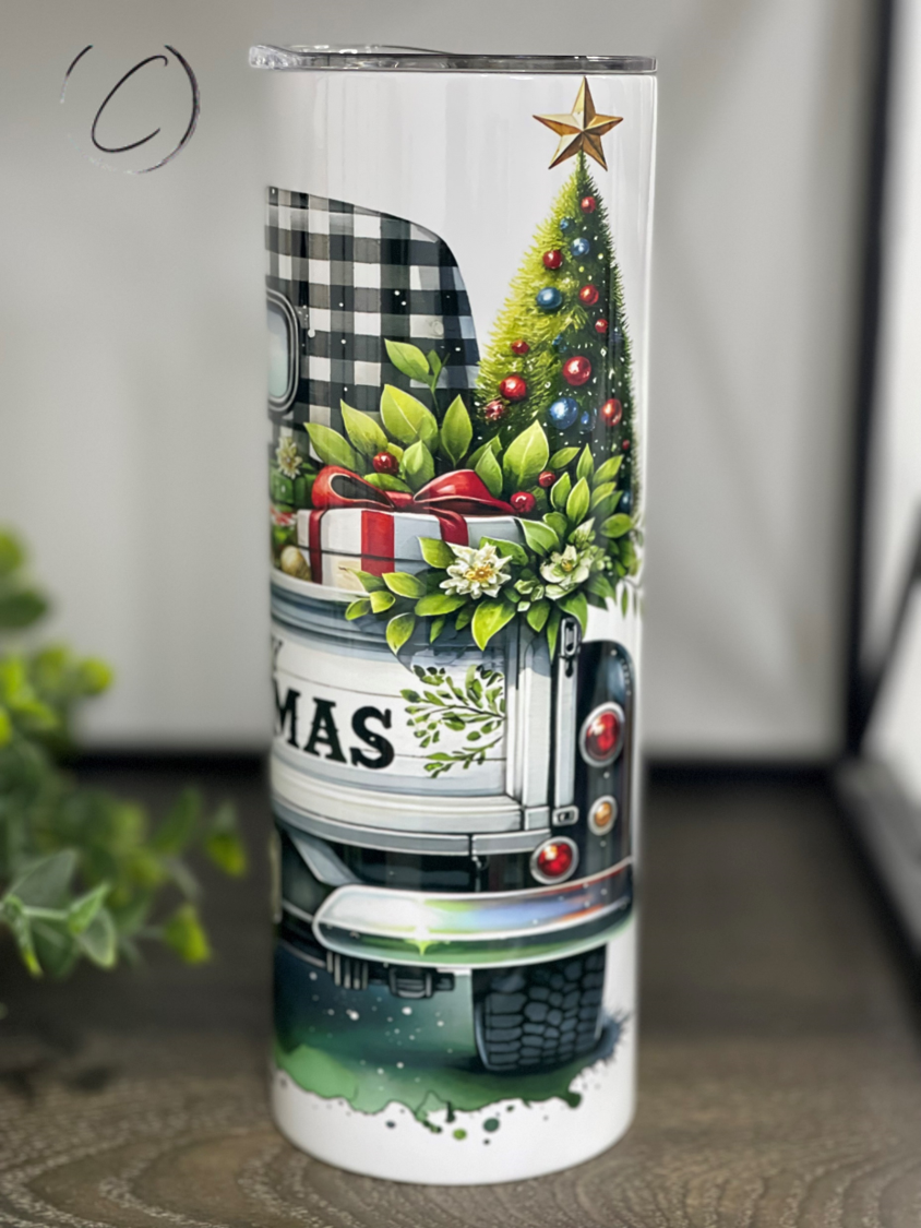 Christmas Gnome Truck 20oz Skinny Tumbler