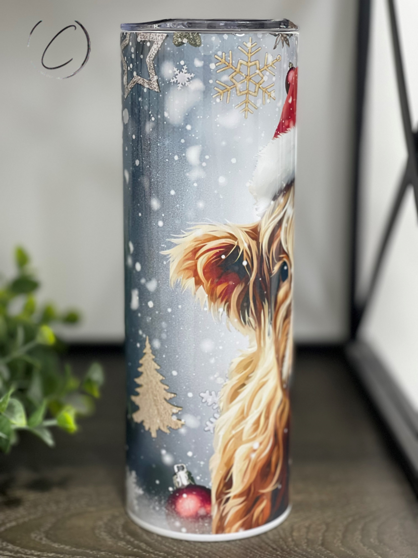 Christmas Highland Cow 20oz Skinny Tumbler