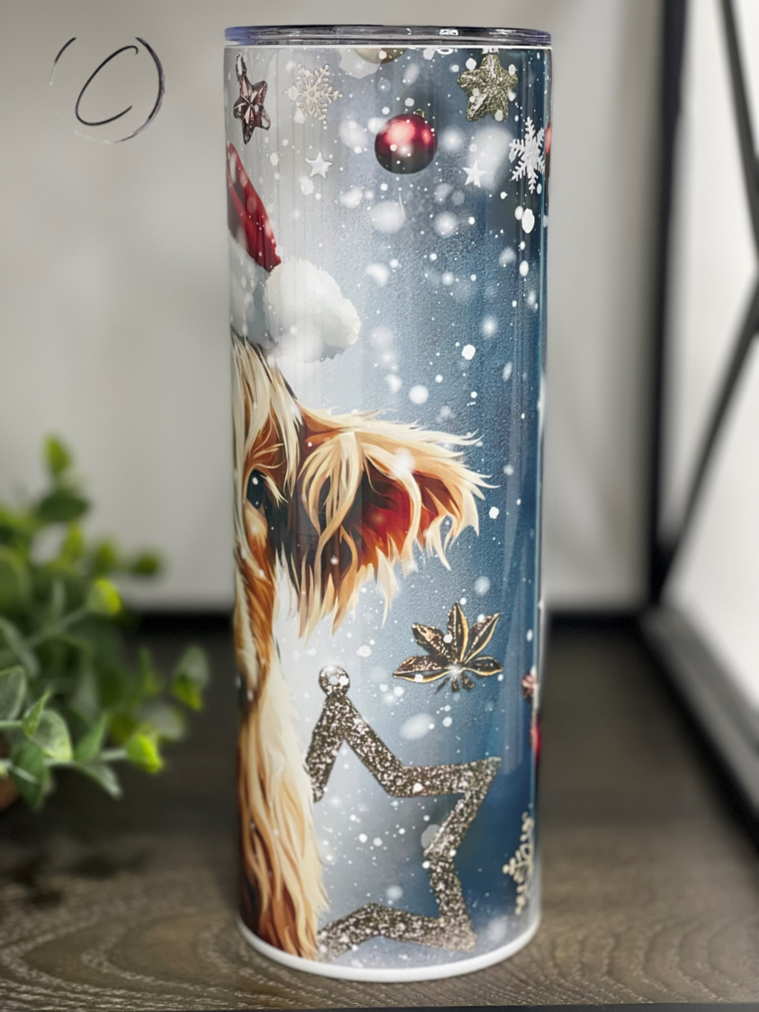 Christmas Highland Cow 20oz Skinny Tumbler