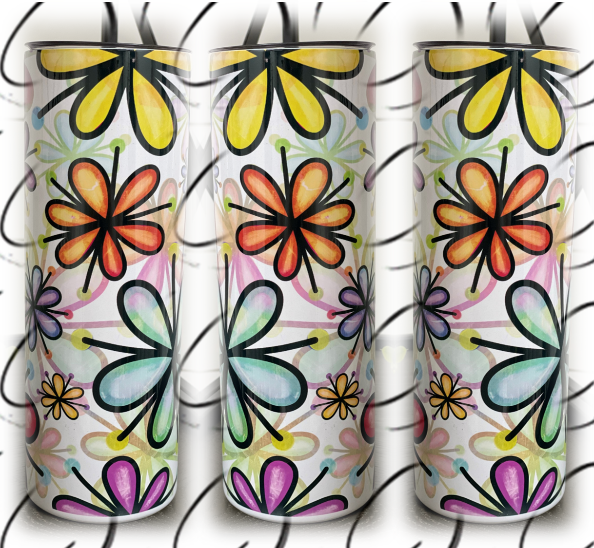 Colorful Daisies 20oz Skinny Tumbler