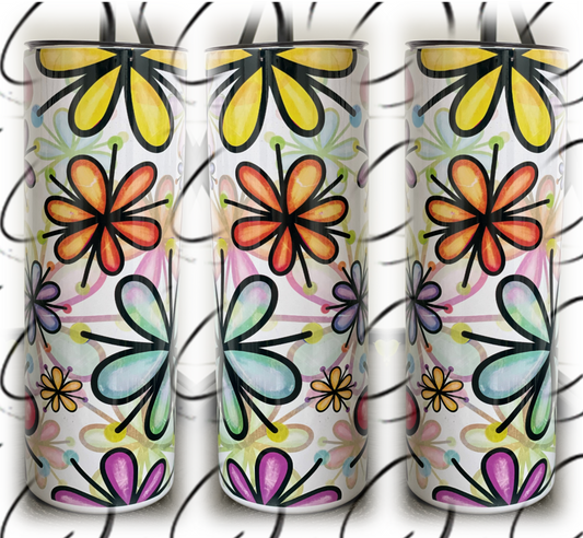 Colorful Daisies 20oz Skinny Tumbler