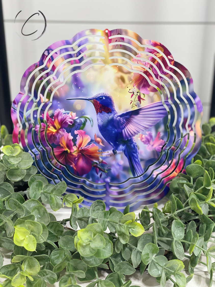 Colorful Hummingbird Wind Spinner