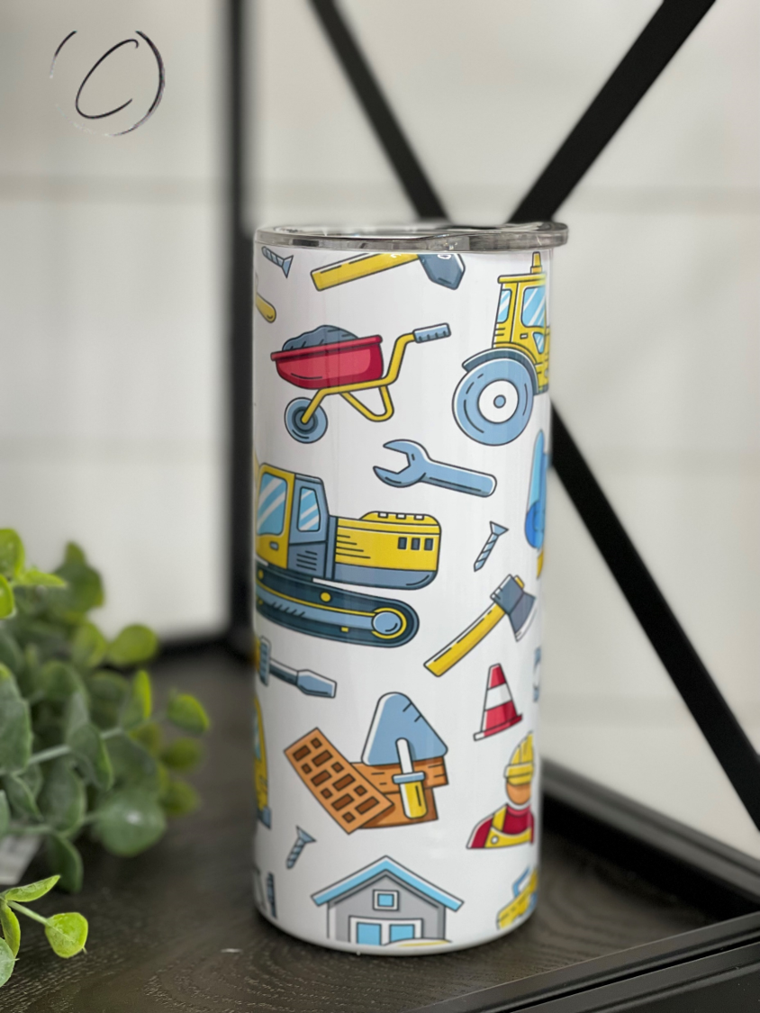 Construction 15oz Kids Skinny Tumbler