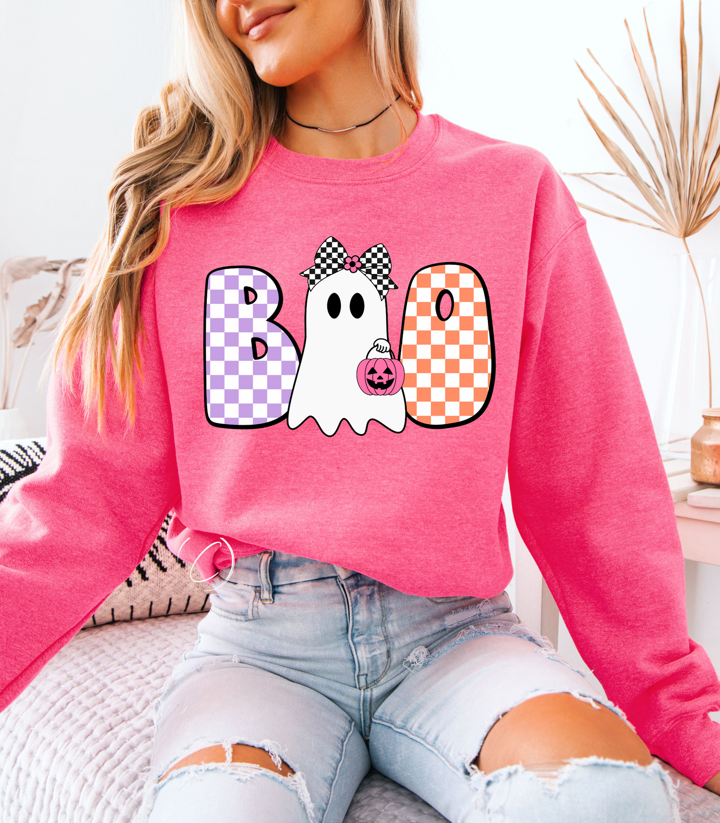 Checkered Ghost Boo Sweatshirt