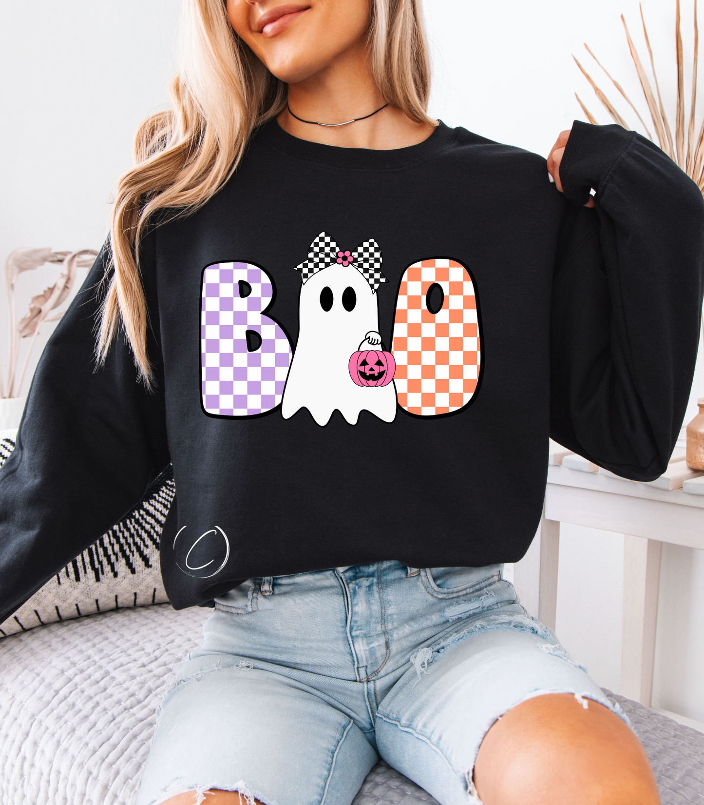 Checkered Ghost Boo Sweatshirt