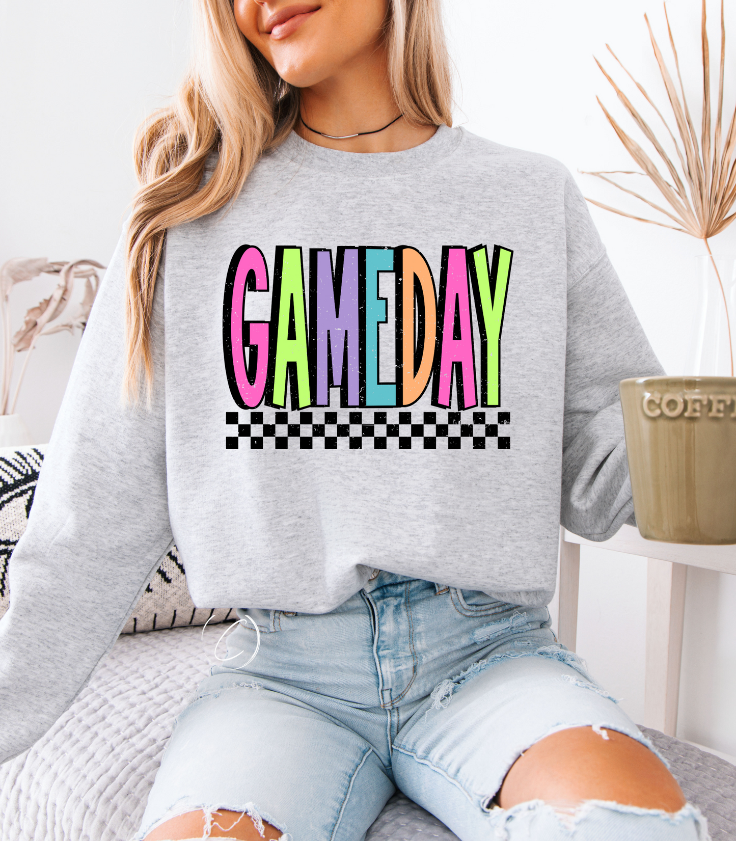 Neon Checkered Gameday Sweatshirt