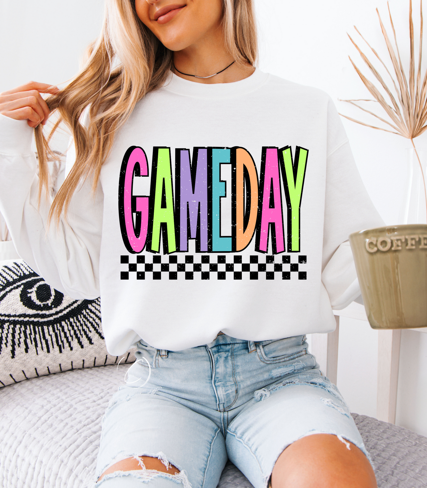 Neon Checkered Gameday Sweatshirt