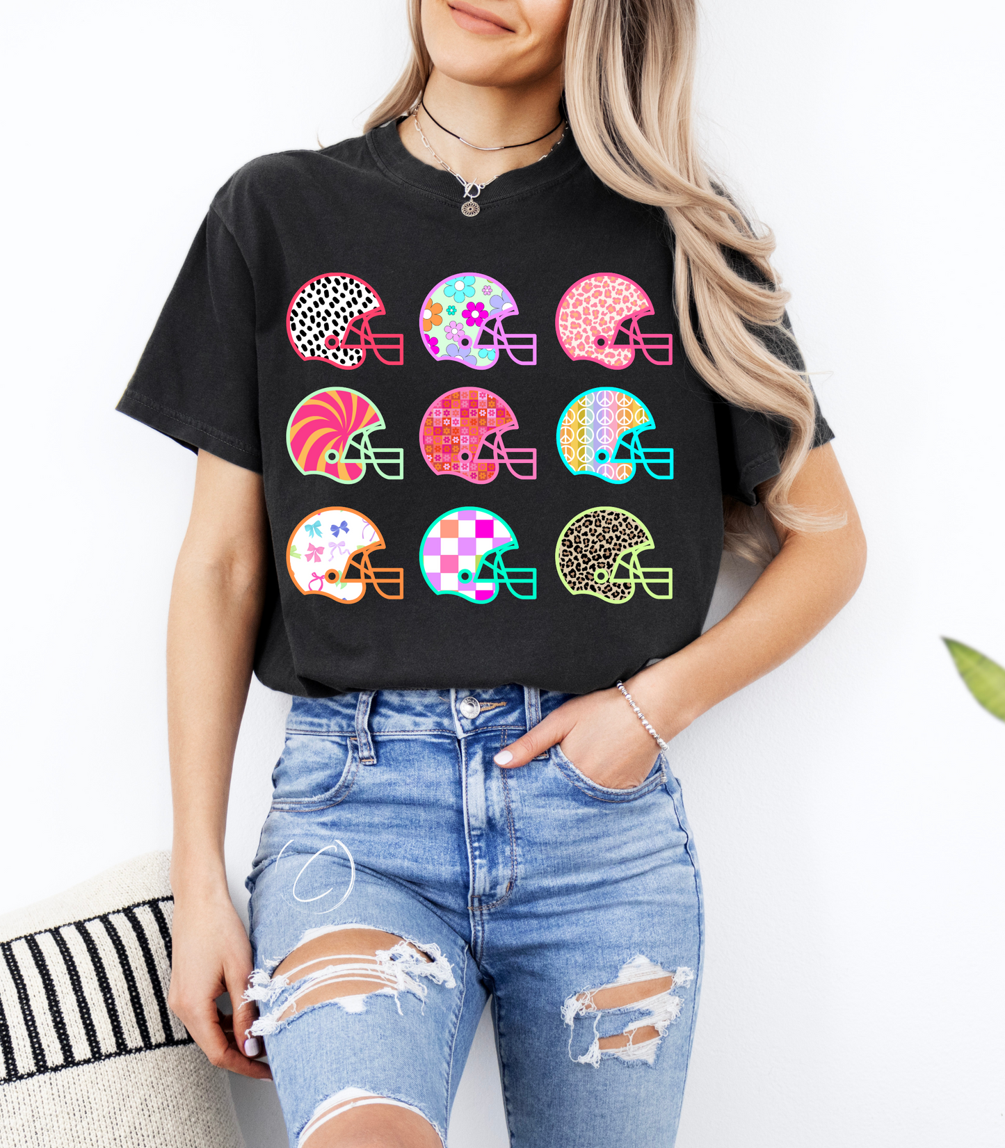 Preppy Football Helmets Graphic Tee