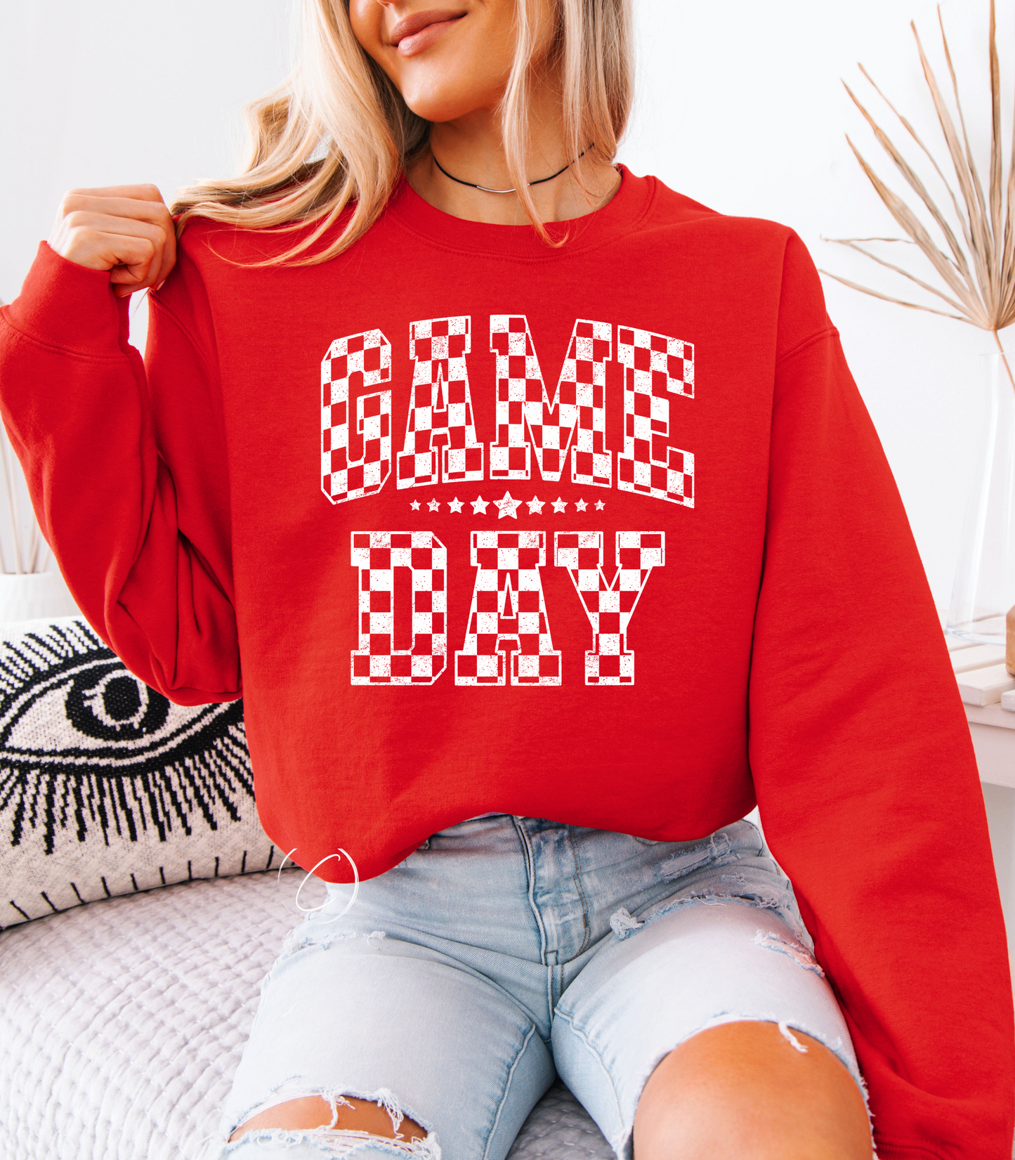 Checkered Distressed Gameday Sweatshirt