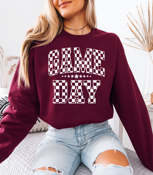 Checkered Distressed Gameday Sweatshirt