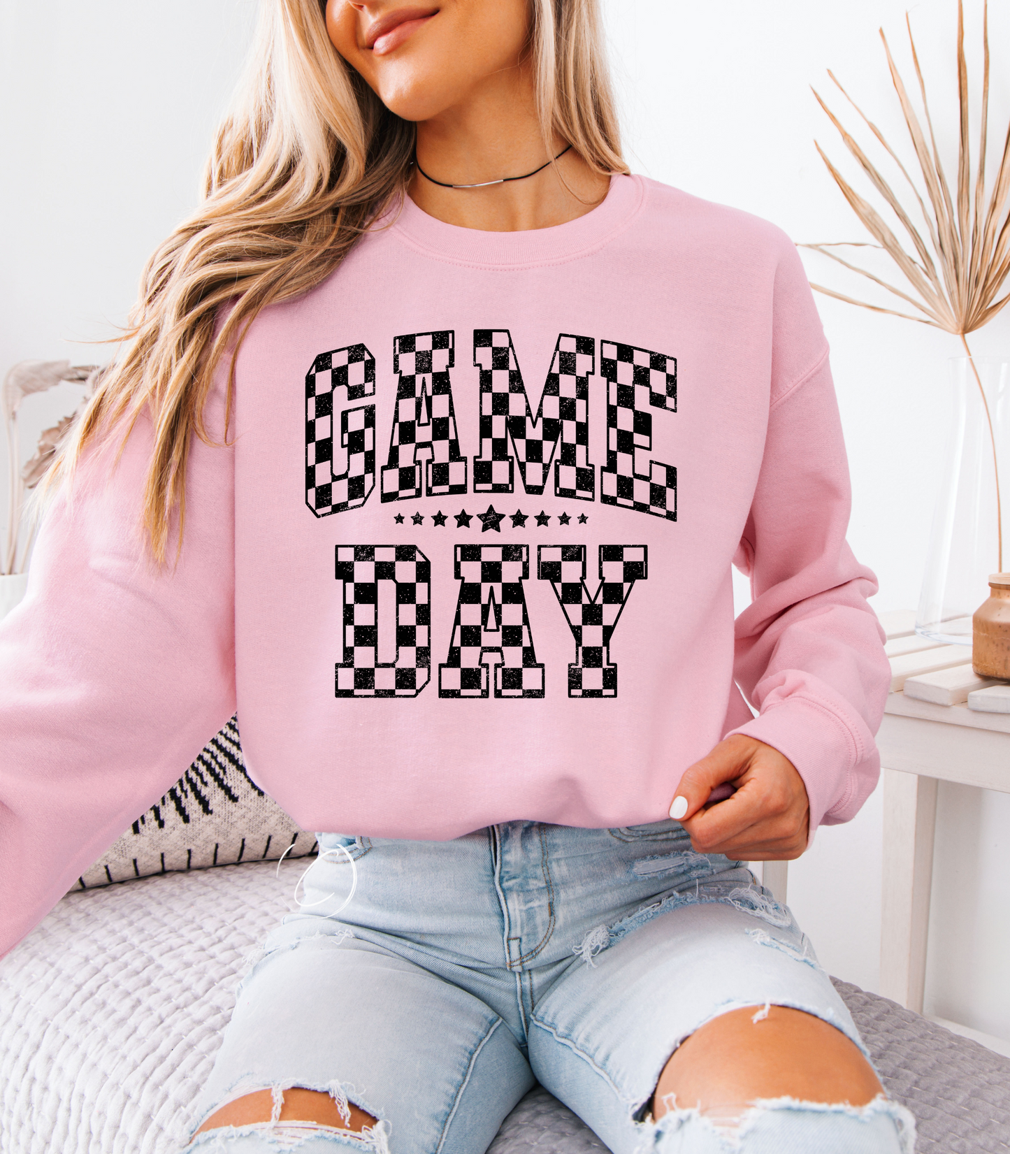 Checkered Distressed Gameday Sweatshirt