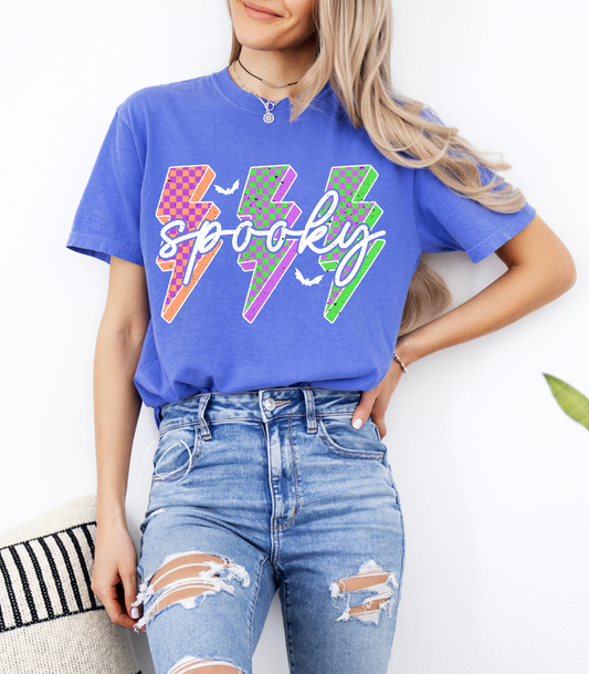 Lightening Checkered Spooky Graphic Tee