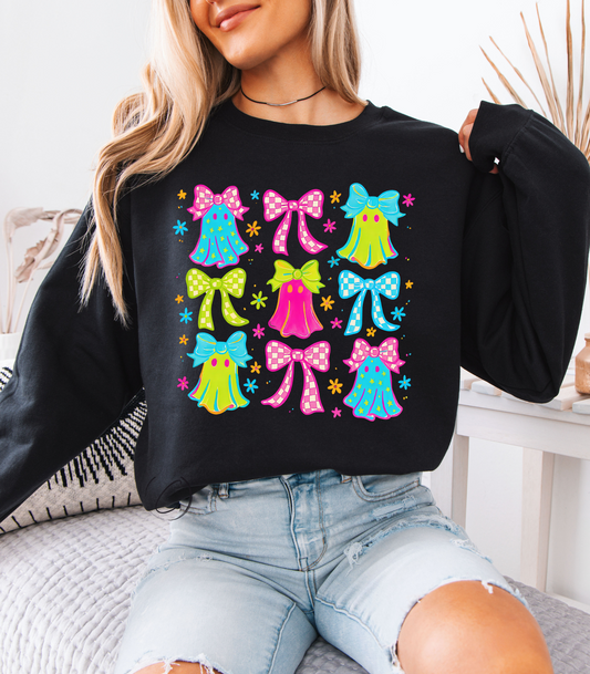 Neon Checkered Ghosts Sweatshirt