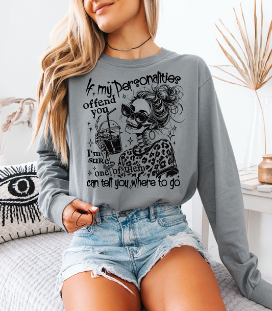 Personalities Offend You Long Sleeve Graphic Tee