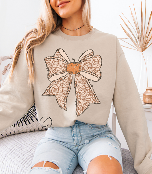 Cheetah Chic Pumpkin Bow Sweatshirt