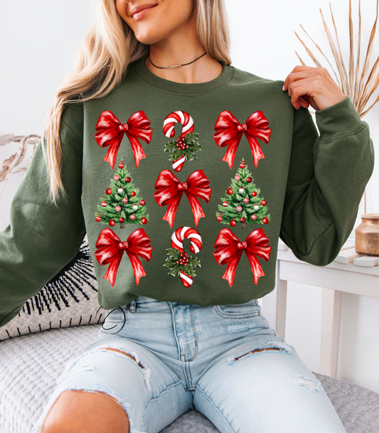 Red Bow Coquette Christmas Sweatshirt