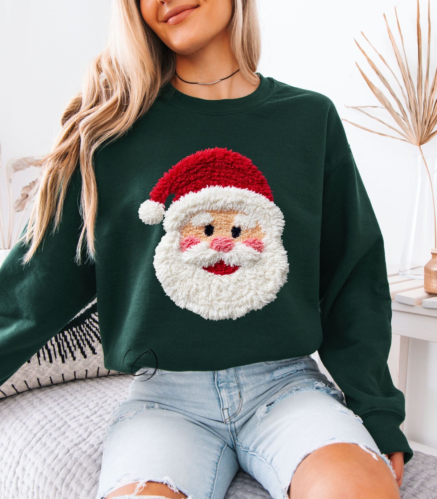 Faux Crochet Santa Sweatshirt