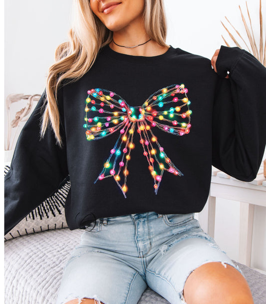 Tangled Christmas Lights Bow Sweatshirt