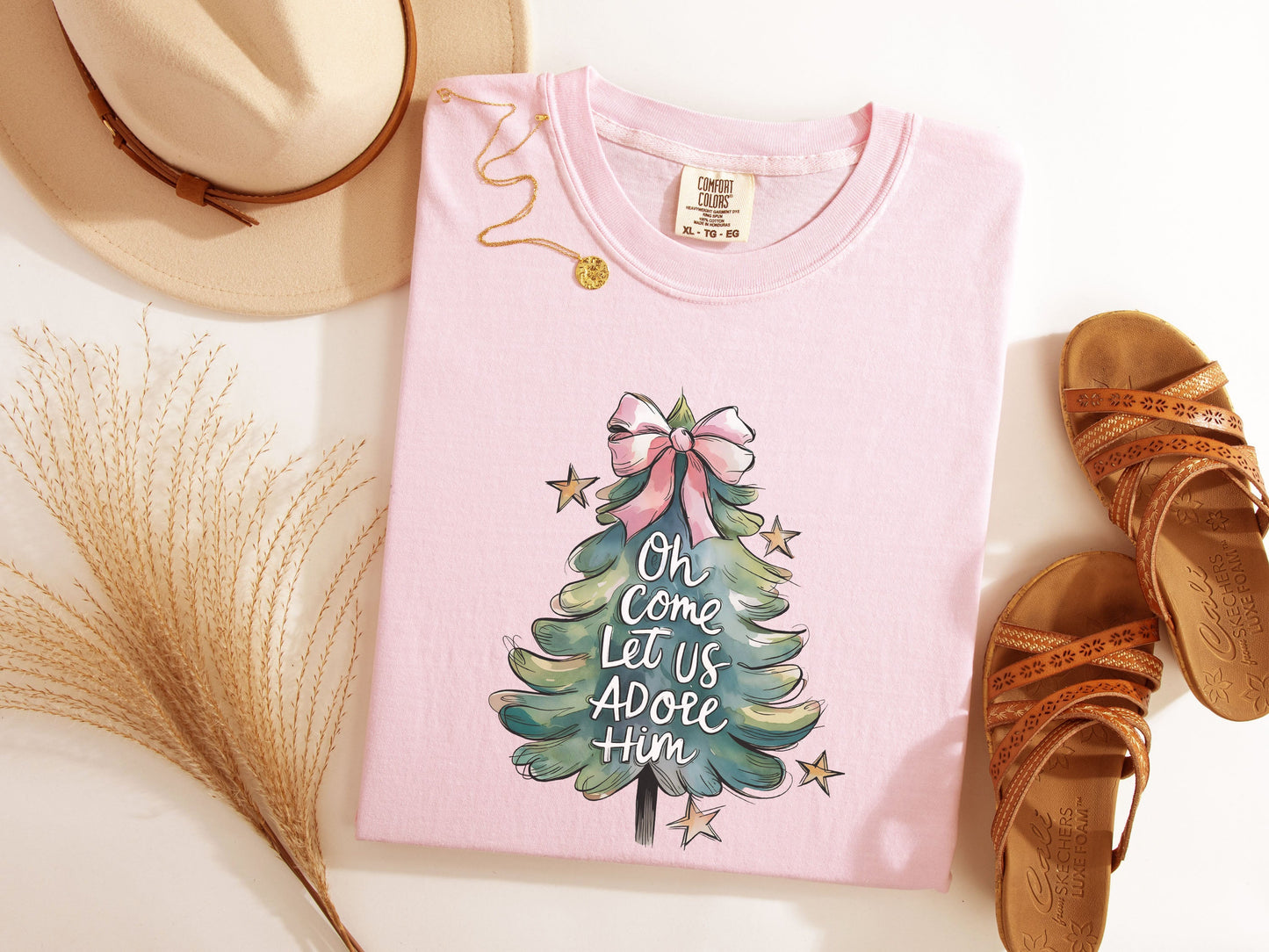 Coquette Bow Adore Him Tree Graphic Tee