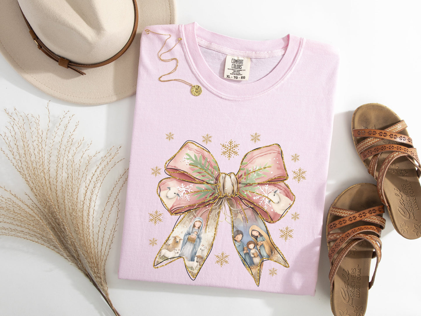 Coquette Nativity Bow Graphic Tee