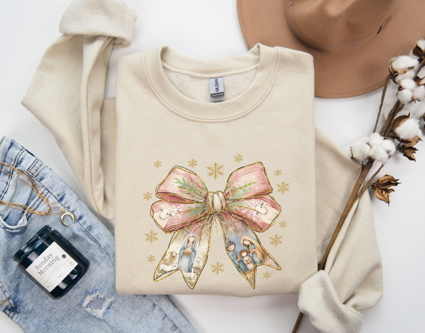 Coquette Nativity Bow Sweatshirt