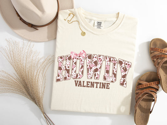 Cow Print Howdy Valentine Graphic Tee