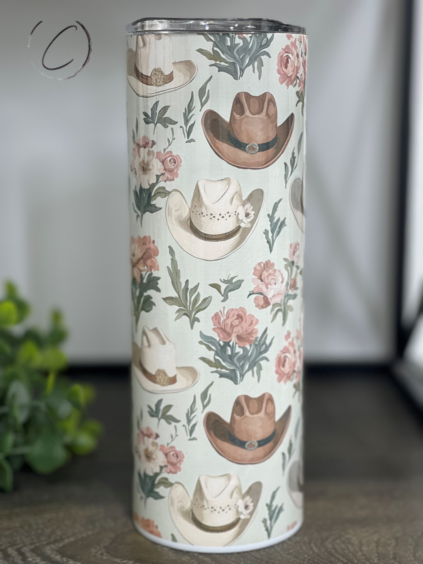 Cowgirl Hats Floral 20oz Skinny Tumbler