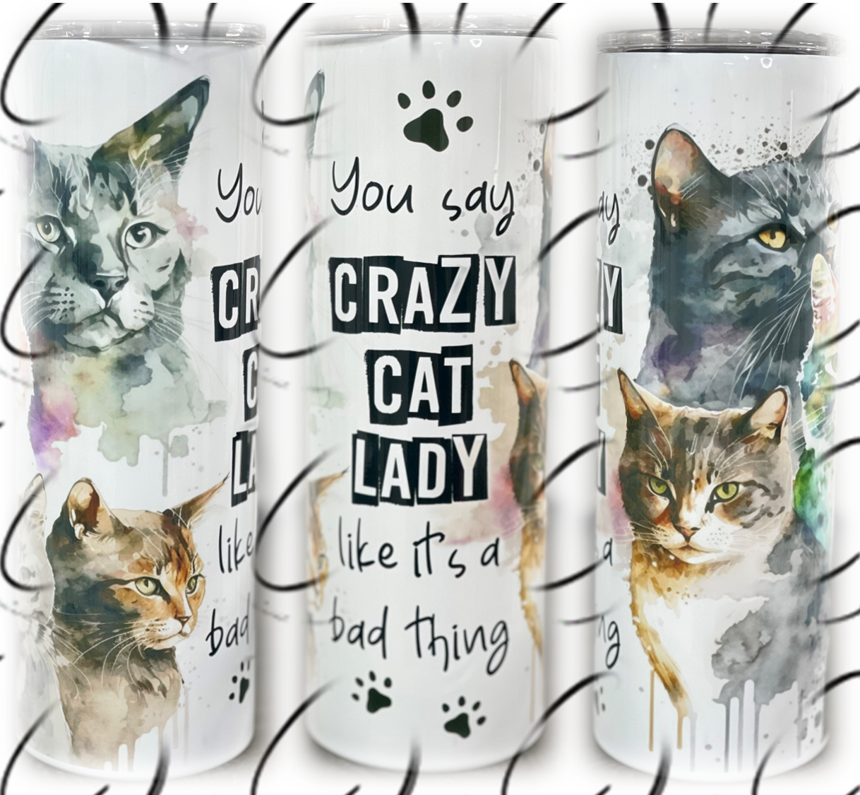 Crazy Cat Lady, Like It's Bad 20oz Skinny Tumbler