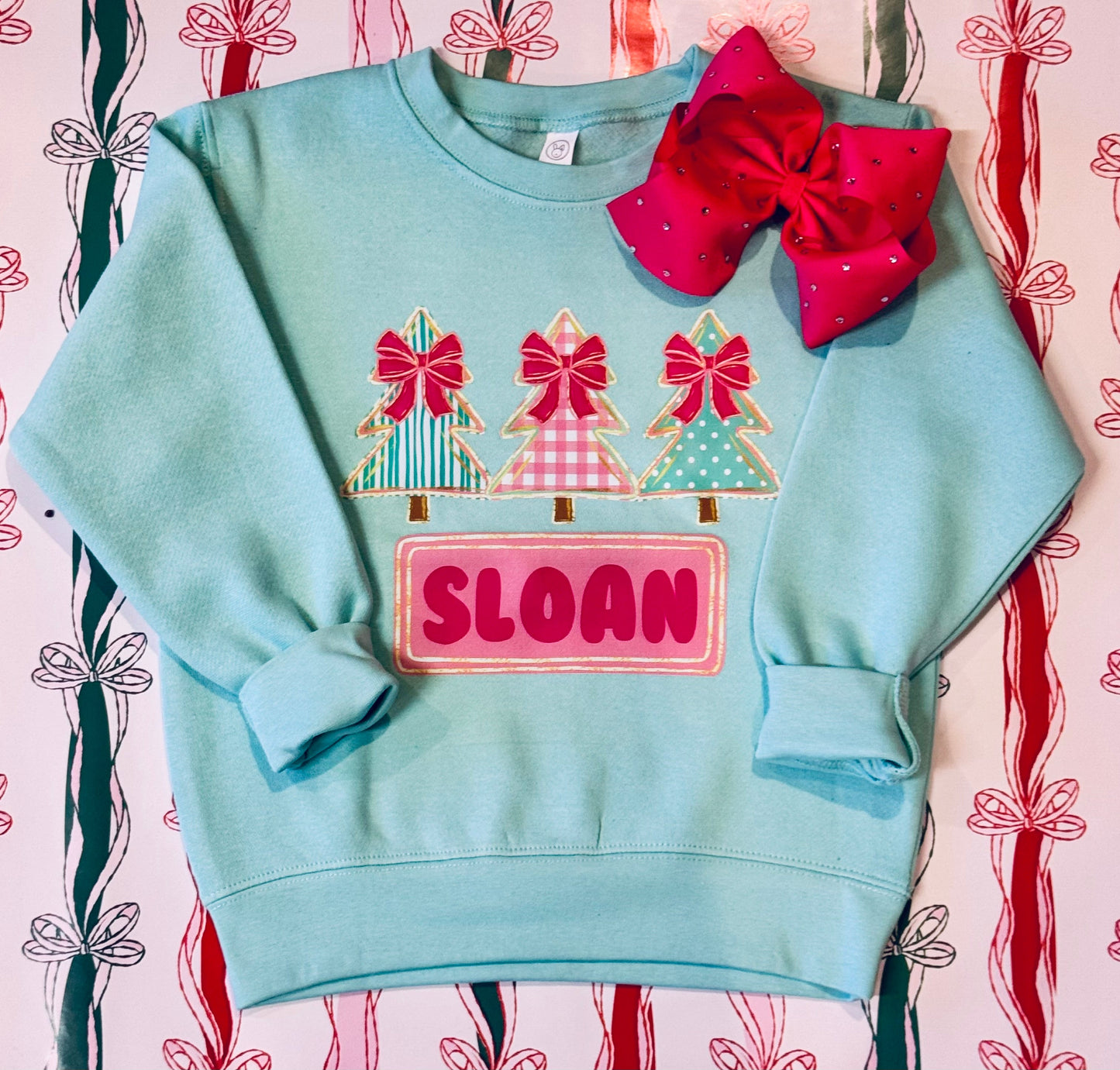 Custom Girls Bow Christmas Trees Tee/Sweatshirt