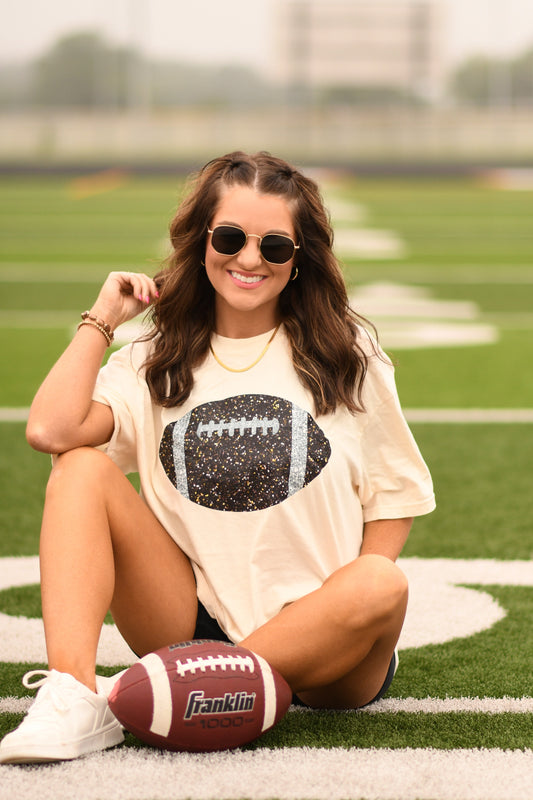 Ivory Faux Glitter Football Tee