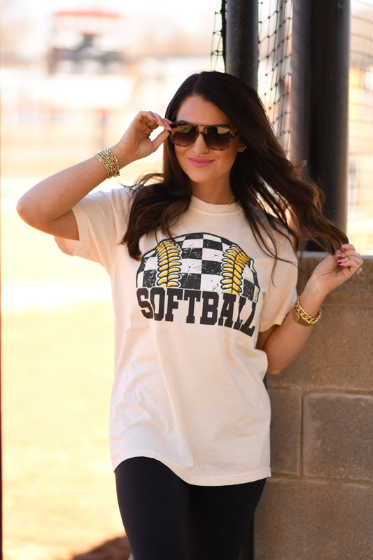 Checkered Softball Tee