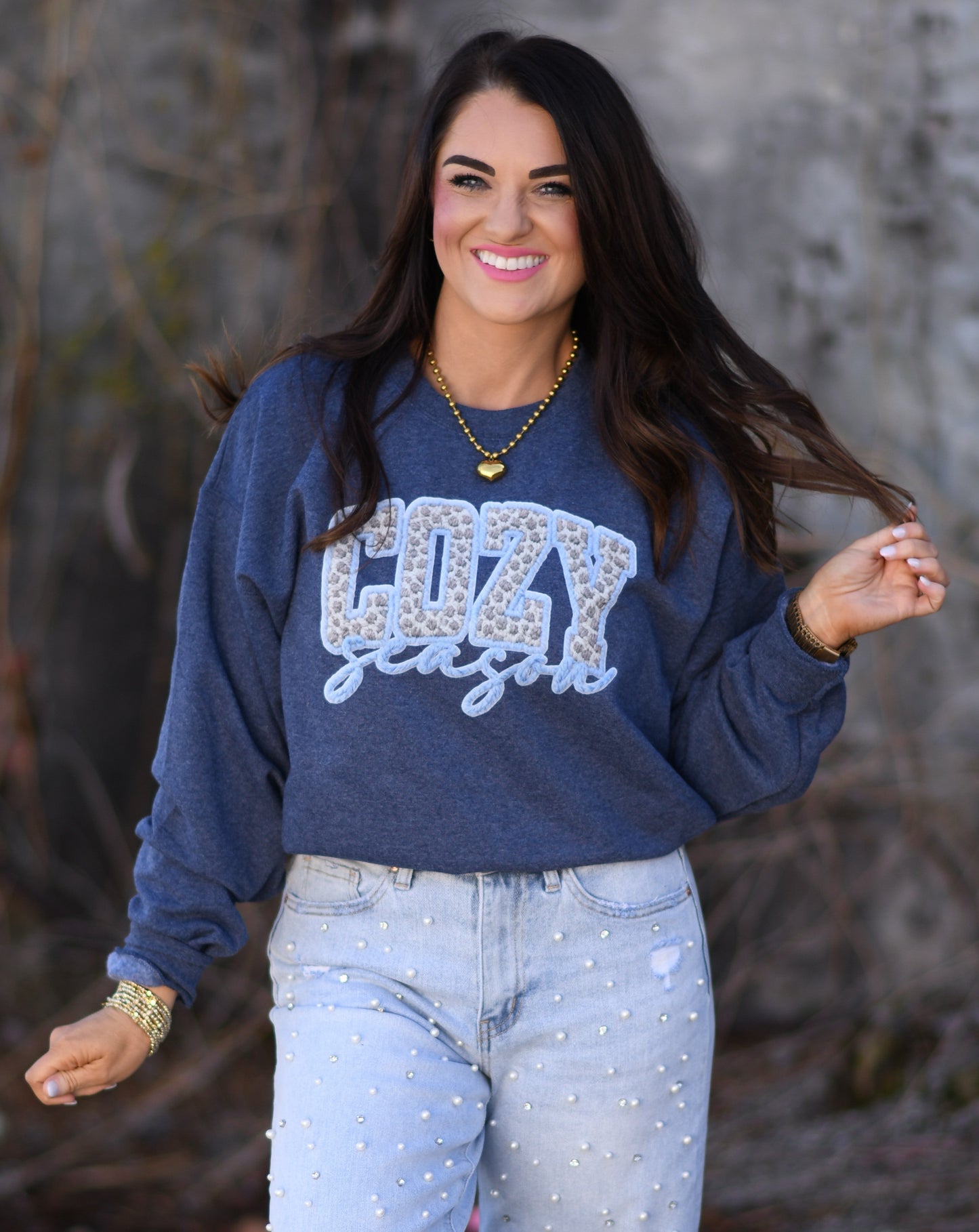 Cozy Season Faux Yarn Leopard Sweatshirt