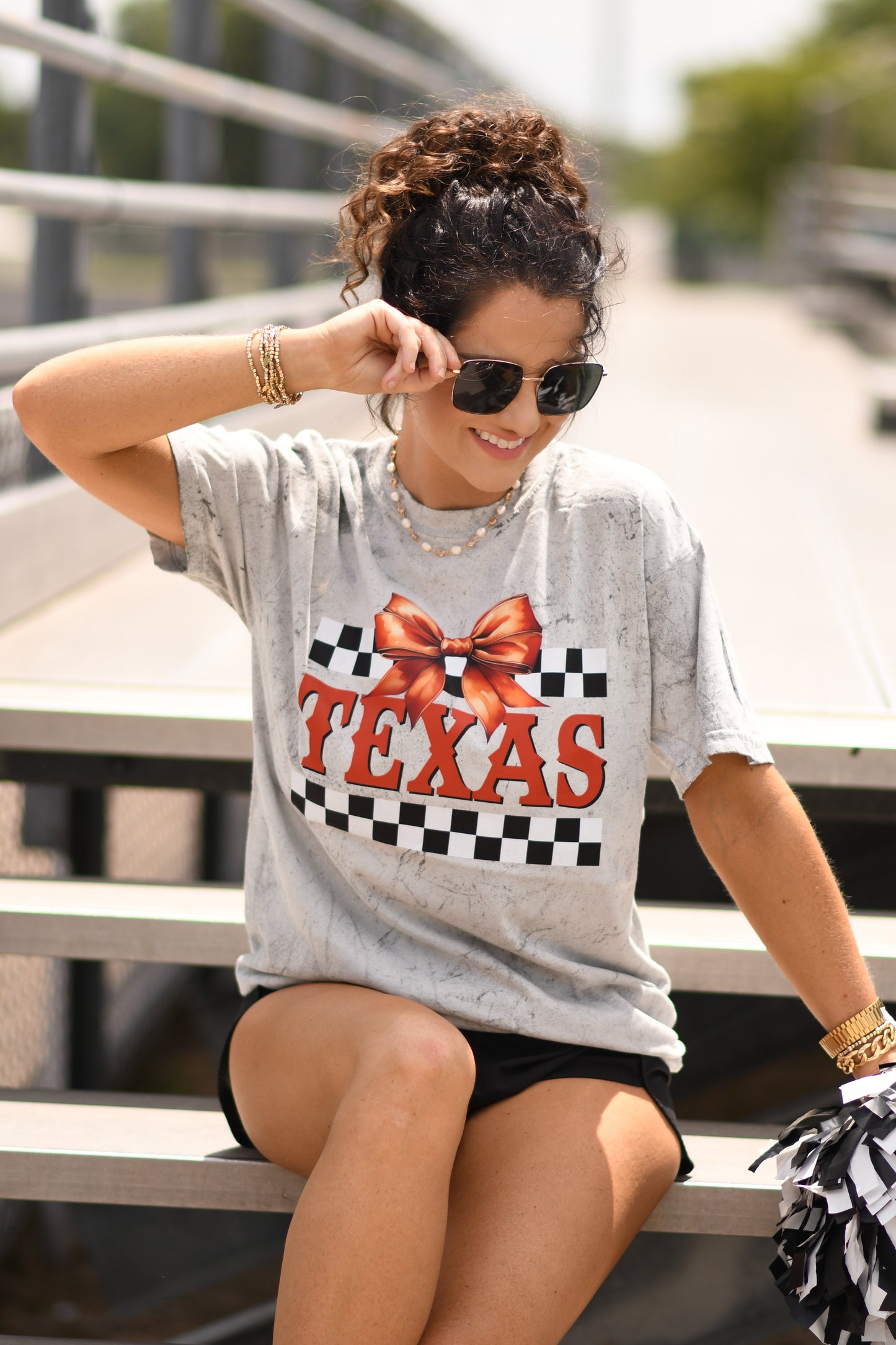 Texas Checkered Bow Tee