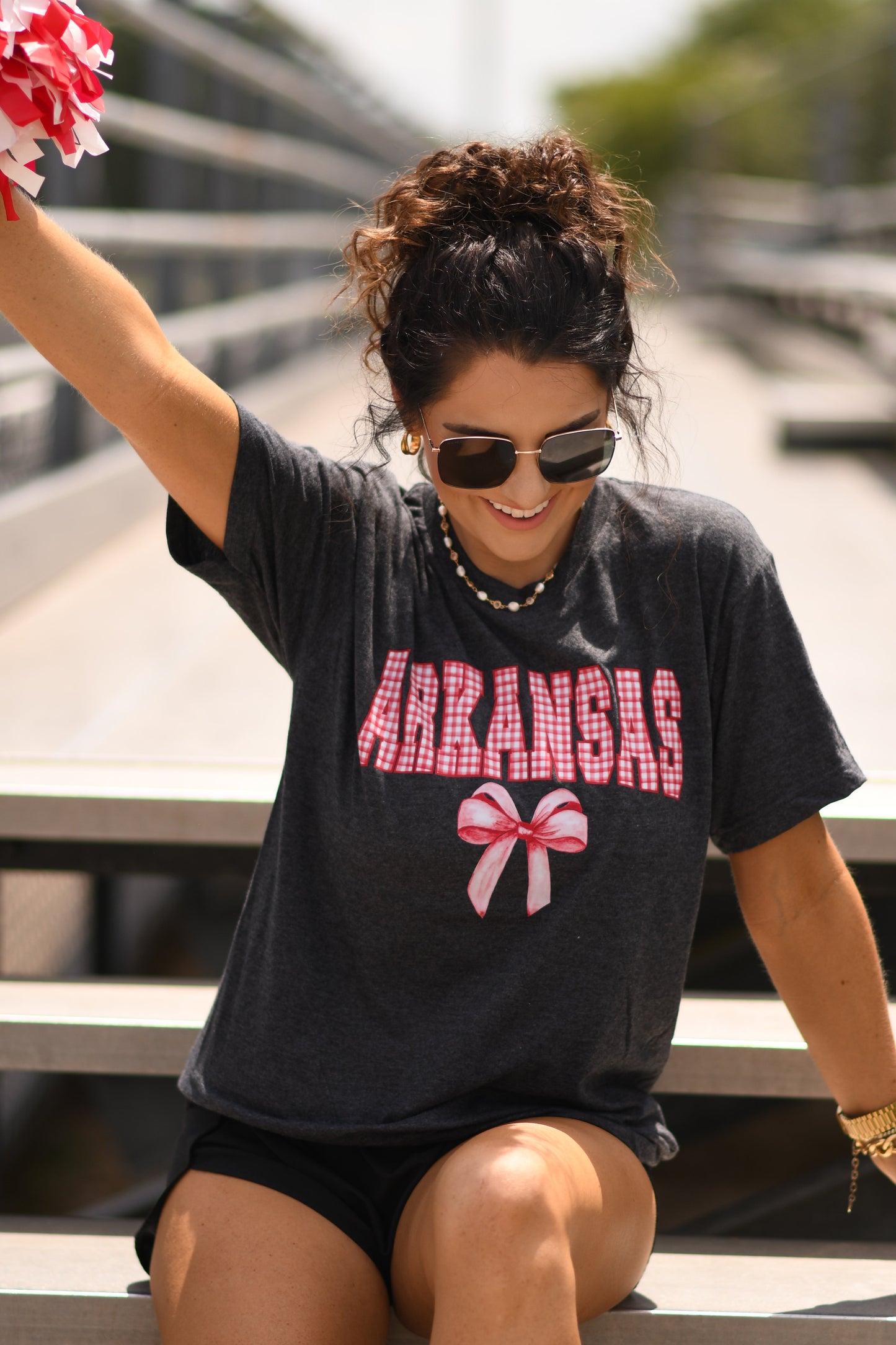 Arkansas Gingham Bow Tee