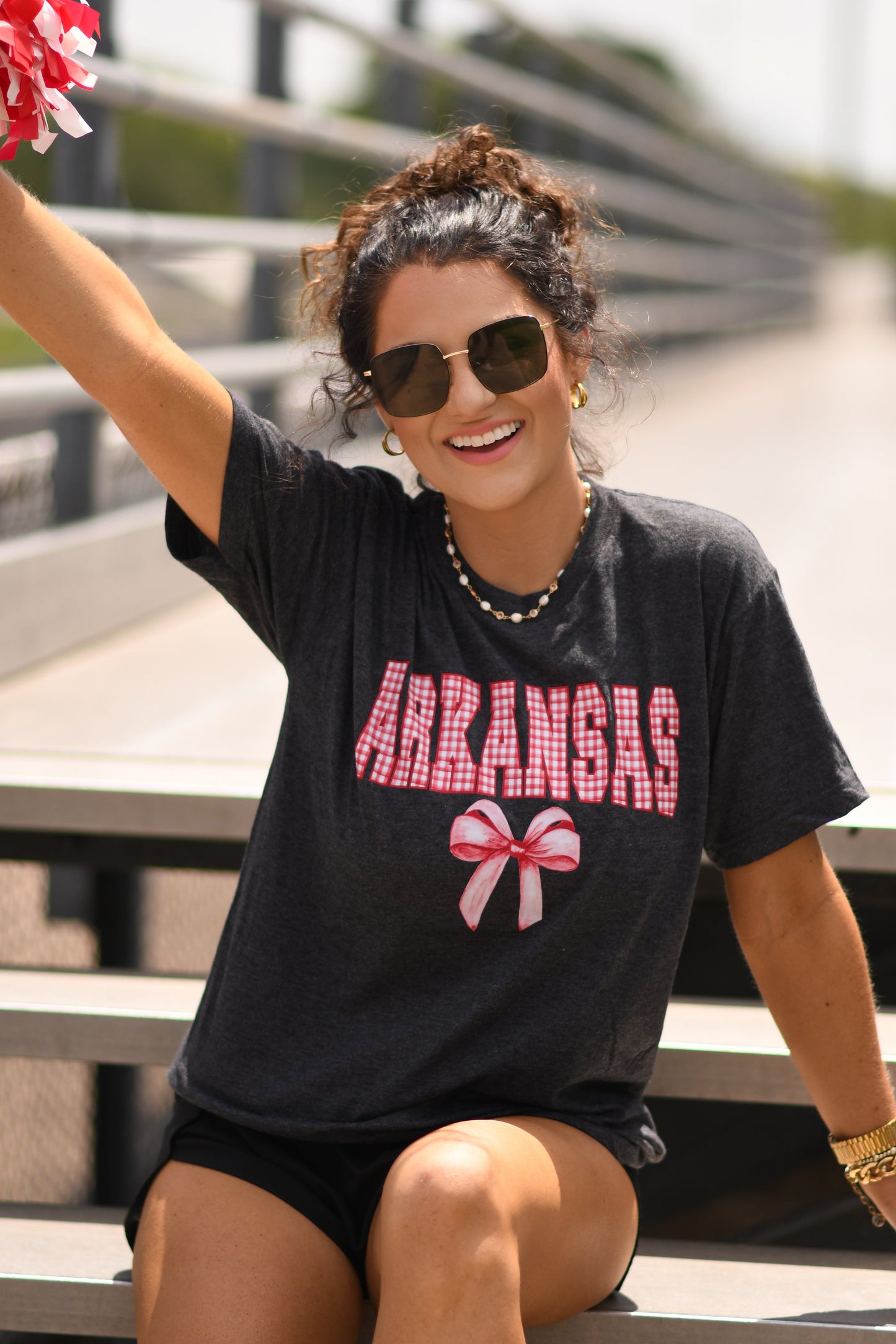 Arkansas Gingham Bow Tee