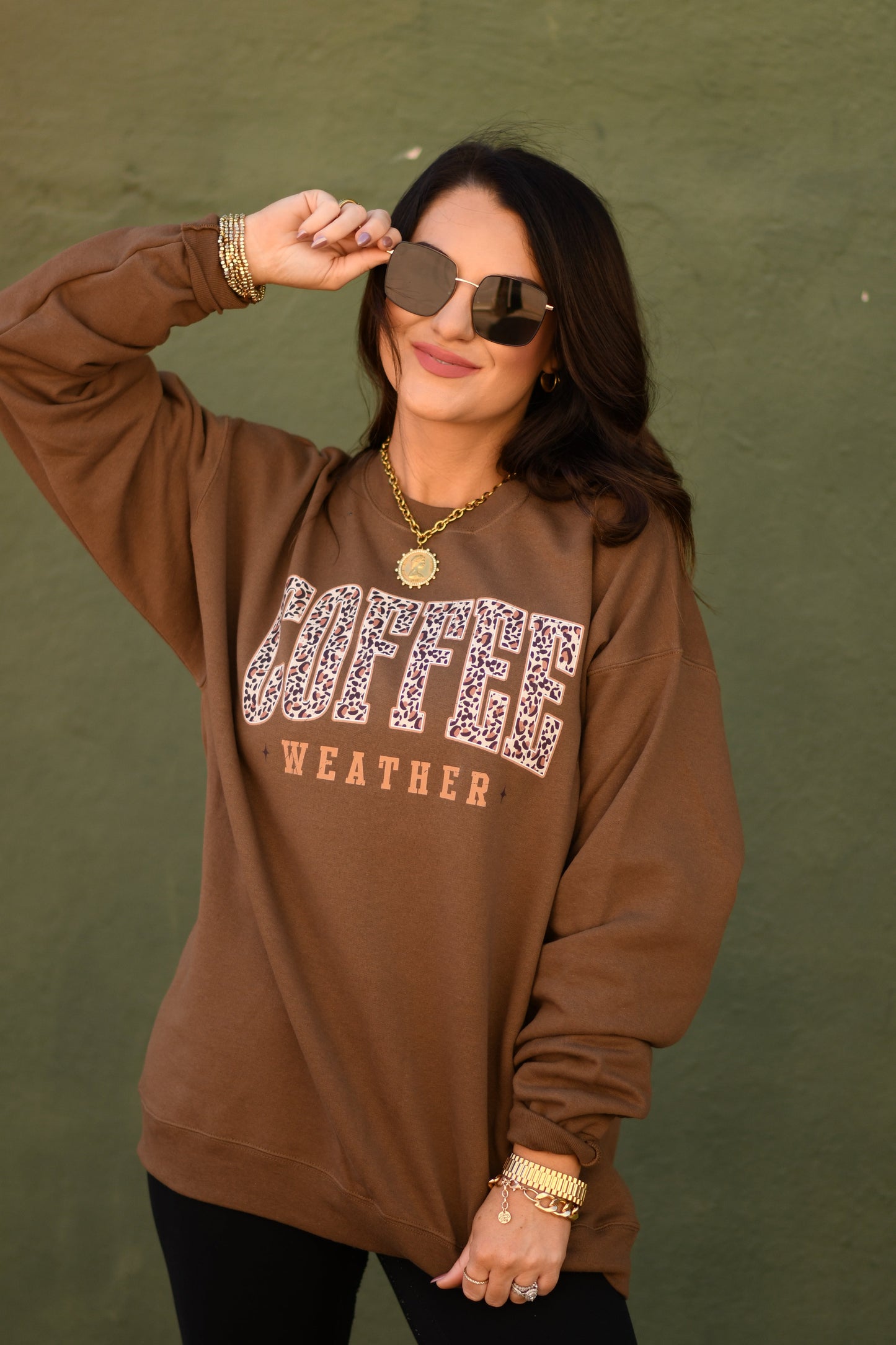 Coffee Weather Leopard Sweatshirt