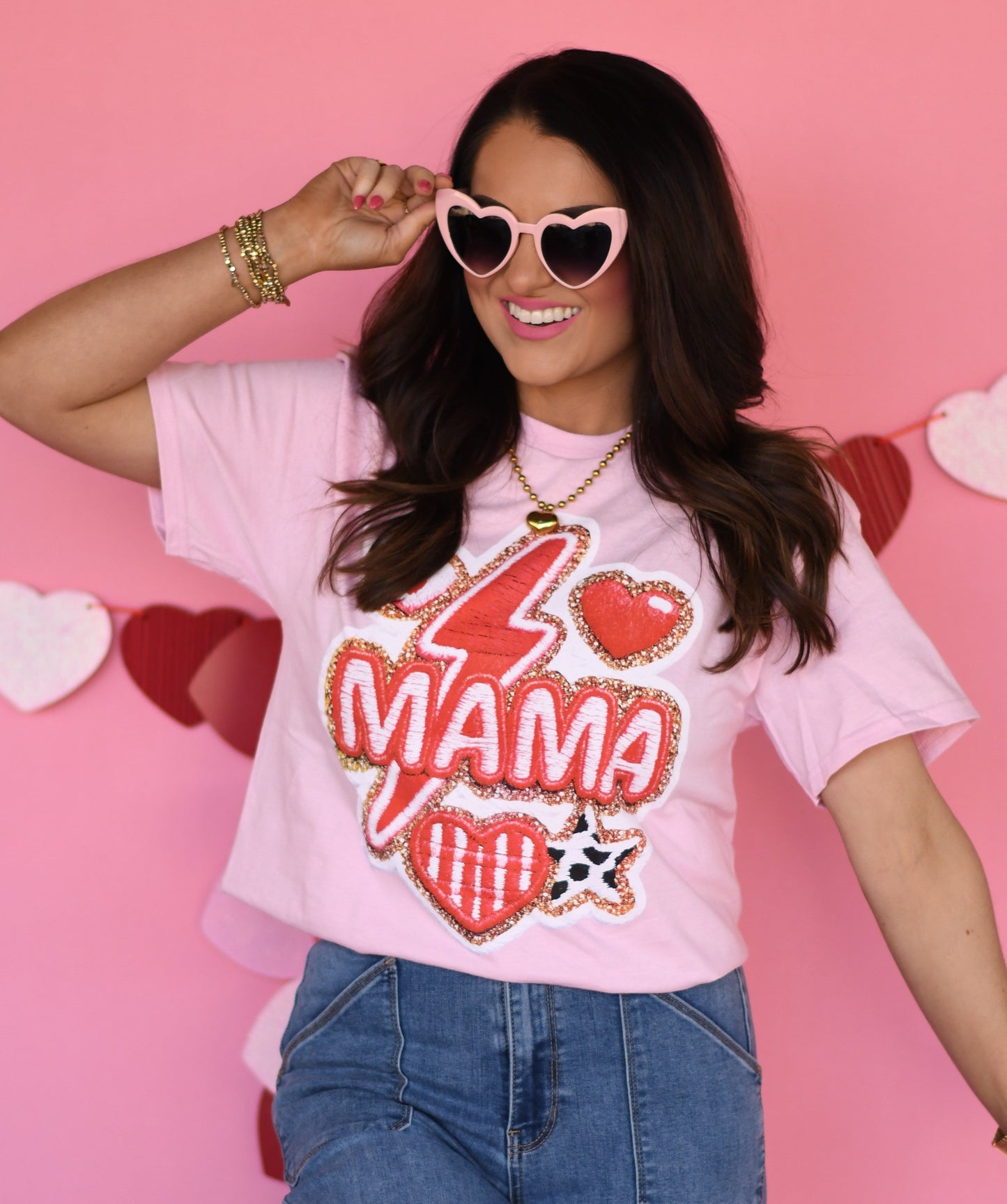 Mama Leopard Bolt & Hearts Tee