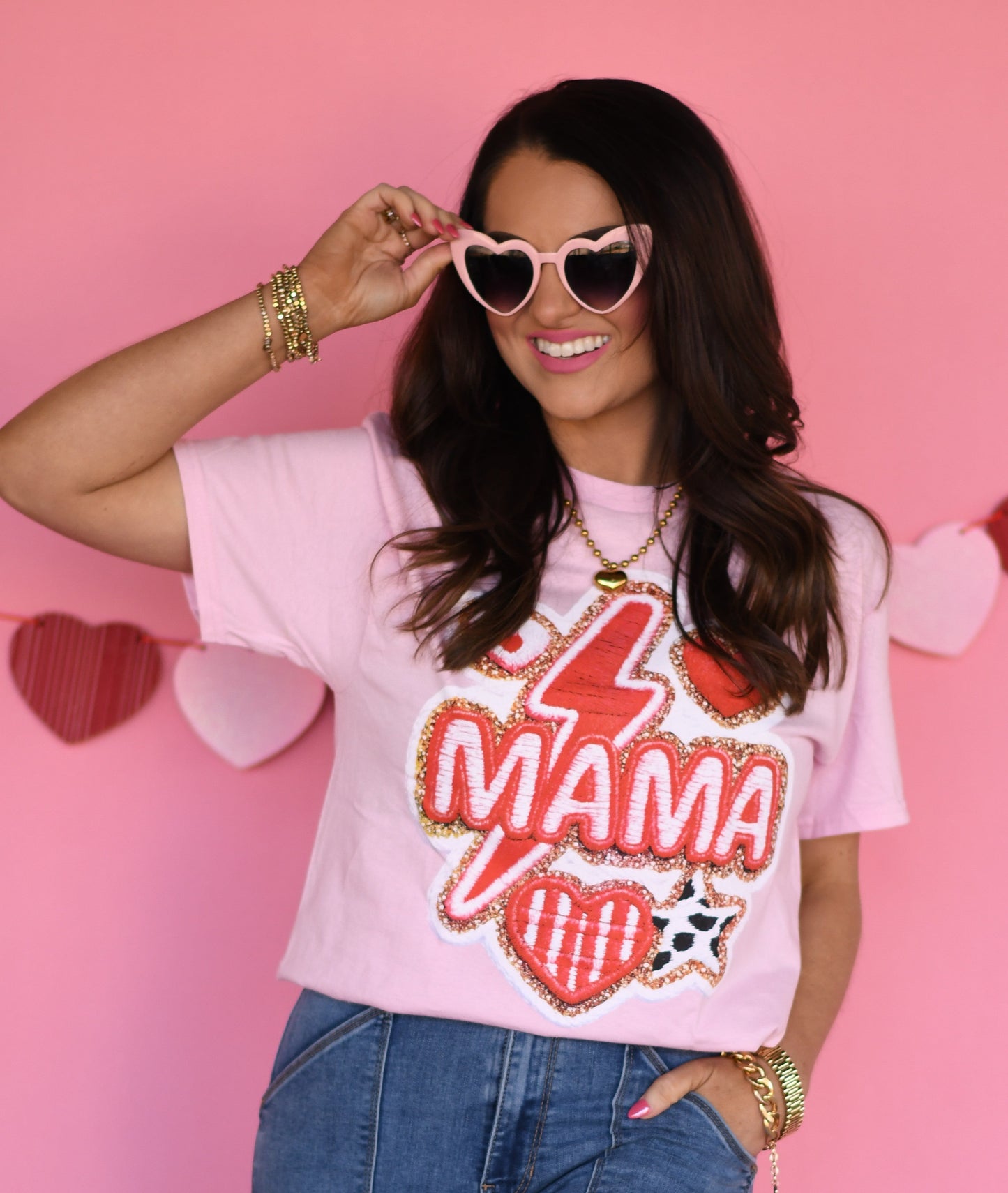 Mama Leopard Bolt & Hearts Tee
