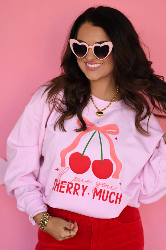 I Love You Cherry Much Cherry Bow Sweatshirt