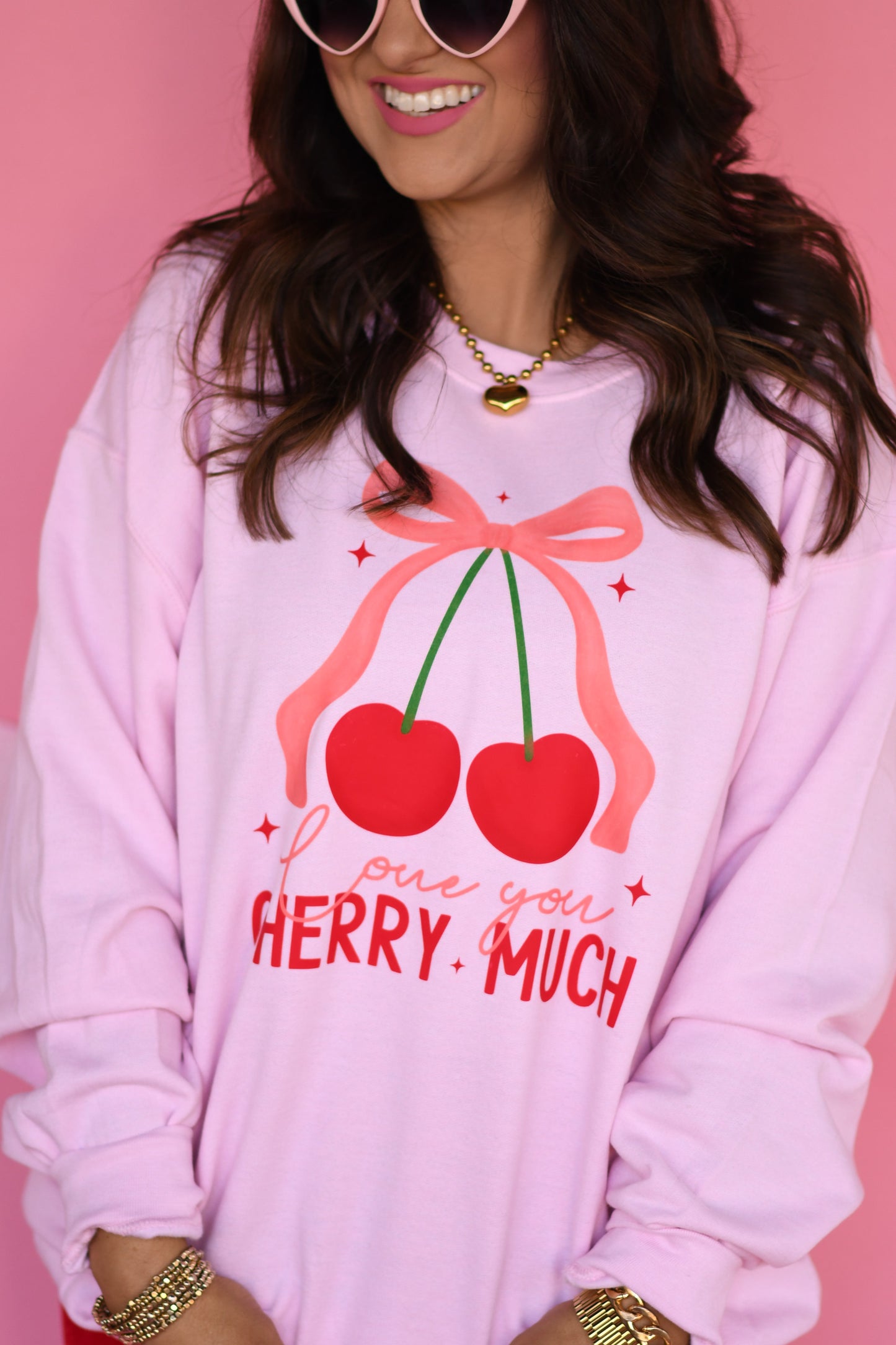 I Love You Cherry Much Cherry Bow Sweatshirt
