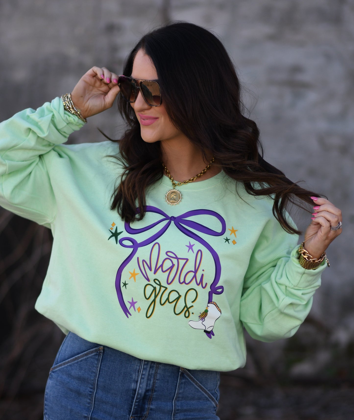 Mardi Gras Bow Sweatshirt/Tee