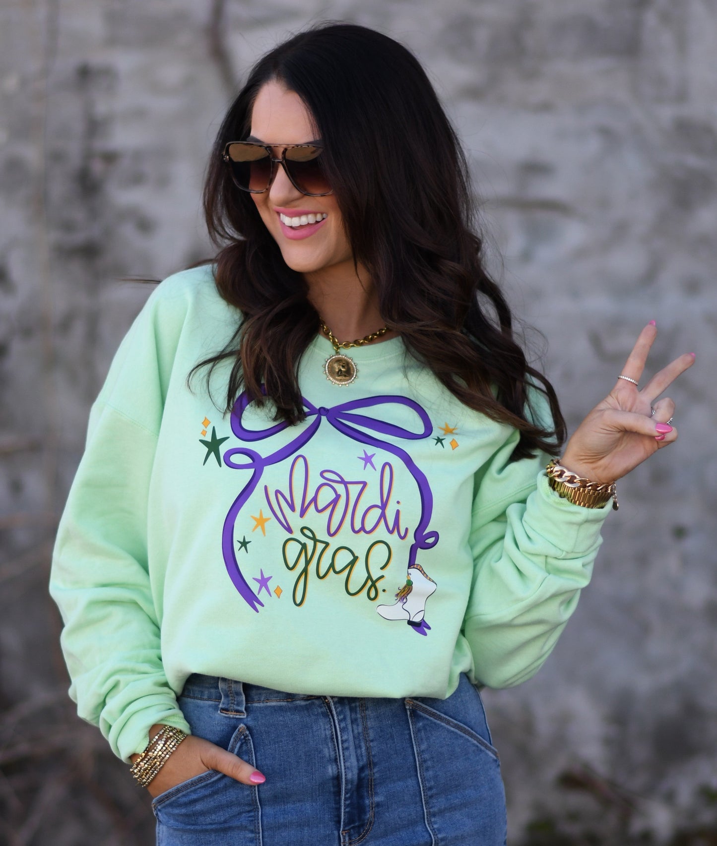 Mardi Gras Bow Sweatshirt/Tee